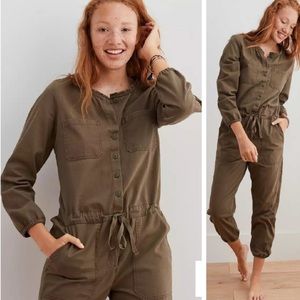 aerie Olive Green Utility Jumpsuit